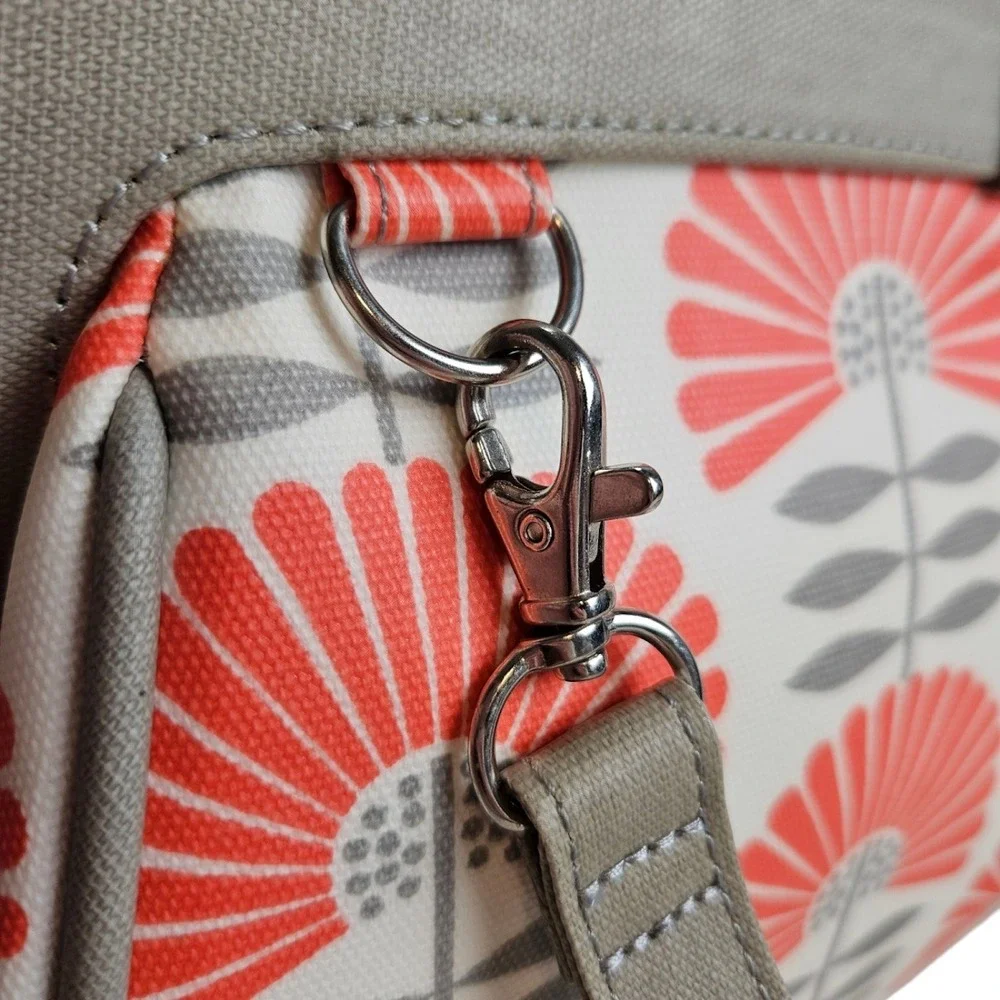 Petunia Pickle Bottom Diaper Bag Red Orange‎ Coral Shoulder Floral Waterproof